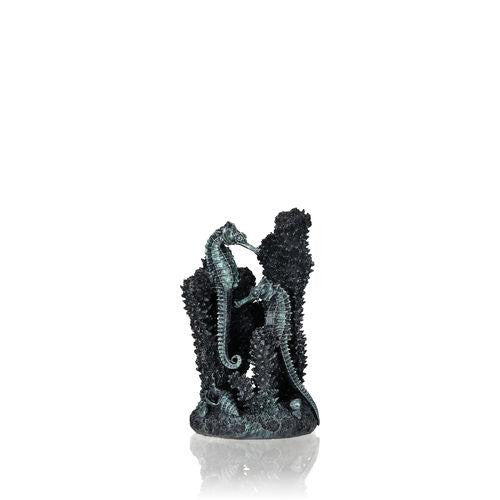 Seahorses on Coral Sculpture, small black | splashy fish