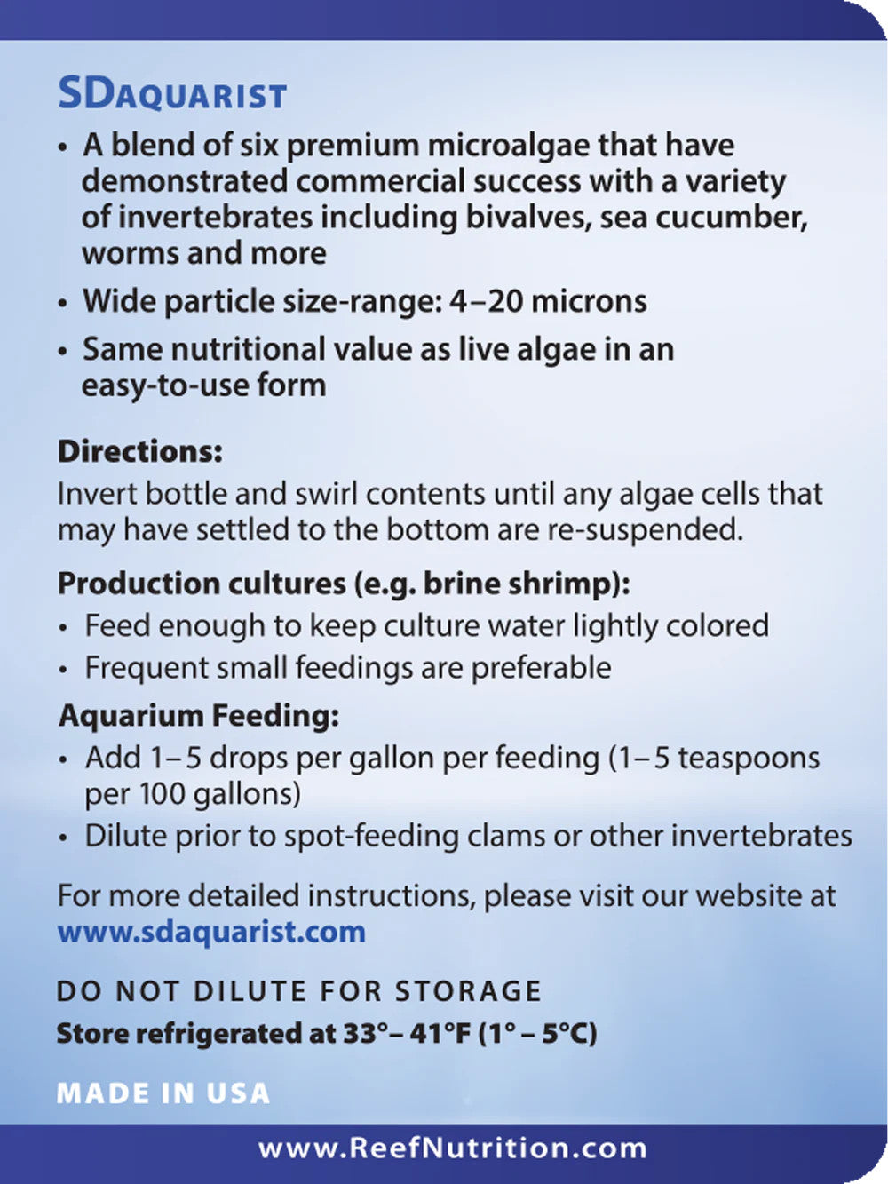 Reef Nutrition SDAquarist for sale | Splashy Fish
