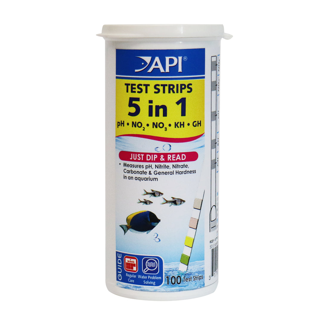 API 5-IN-1 TEST STRIPS Aquarium Test Stripts 25 Pack | Freshwater &amp; Saltwater water Test