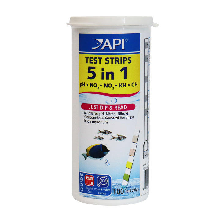 API 5-IN-1 TEST STRIPS Aquarium Test Stripts 25 Pack | Freshwater &amp; Saltwater water Test